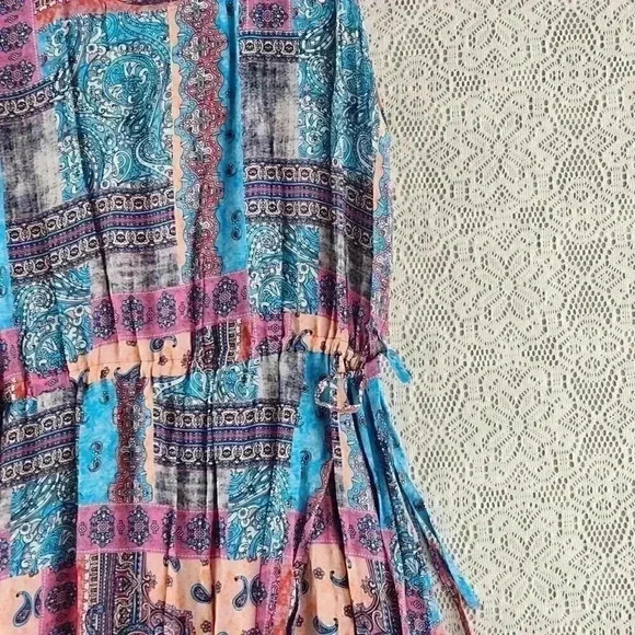 Tolani Viscose Scoop neck Paisley Printed Wrap Tank Maxi Dress L - Picture 3 of 10